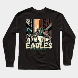 Philadelphia eagles football player graphic design cartoon style beautiful artwork Long Sleeve T-Shirt